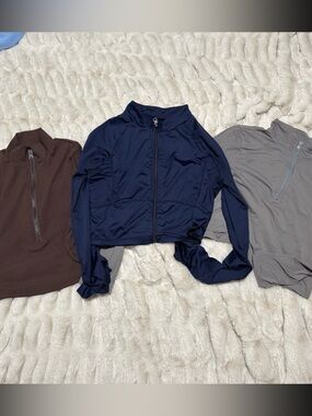 SHEIN 3 Quarter-Zip Tops - Brown, Navy, Gray